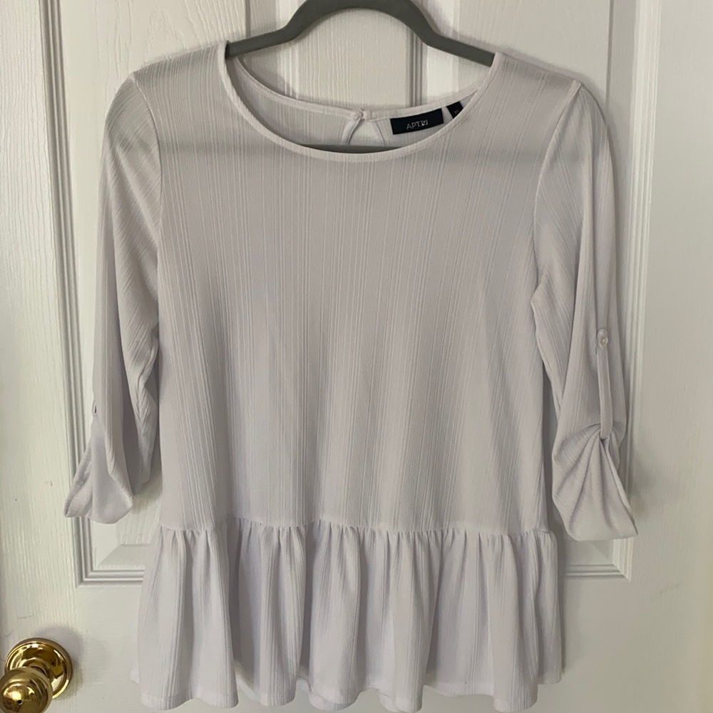 APT 9 White Peplum Blouse with Keyhole Back